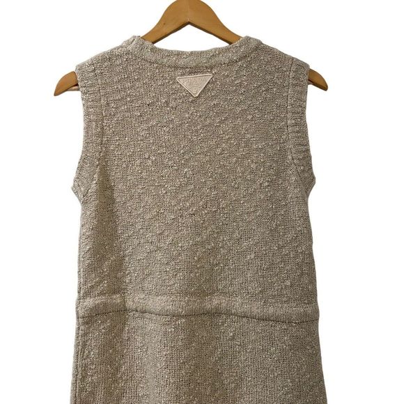 PRADA Boucle Drawstring Mini Dress NWT Small Oatmeal Brown Authentic New - Picture 12 of 16